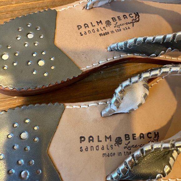 Palm Beach Sandals Silver/ Grey Made in USA Women's 7.5- New - Picture 2 of 5